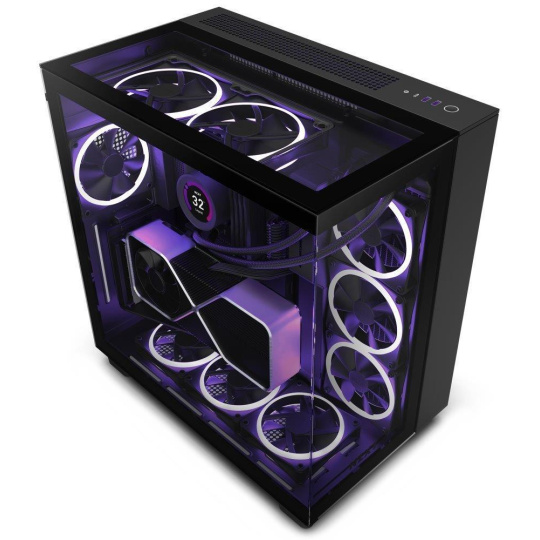 BAZAR - NZXT skříň H9 Elite dvoukomorová ATX / 3xRGB 120 mm / 1x 120mm fan/prosklená/RGB&fan con/ černá, poškozený obal