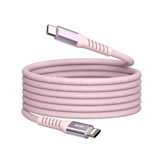 VERBATIM Kabel USB-C Sync & Charge, 60W, Magnetický, 120cm, růžová
