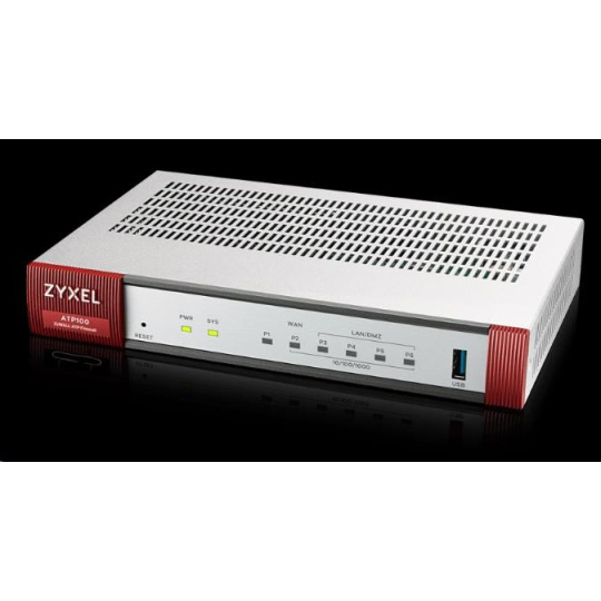 Firewall Zyxel ATP100, 1*WAN, 4*LAN/DMZ porty, 1*SFP, 1*USB s balíkom na 1 rok