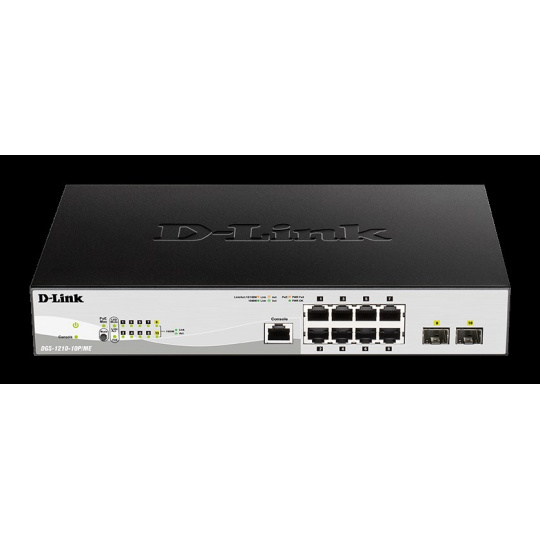 D-Link DGS-1210-10P/ME/E 10-port 10/100/1000 Gigabit PoE Smart Switch including 2 SFP Metro Ethernet