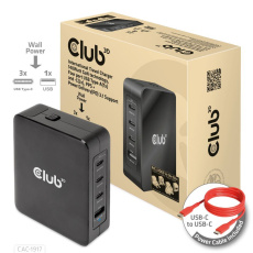 Club3D cestovní nabíječka 140W GaN technologie, 3xUSB-A, 1xUSB-C, PPS + PD 3.1 Support