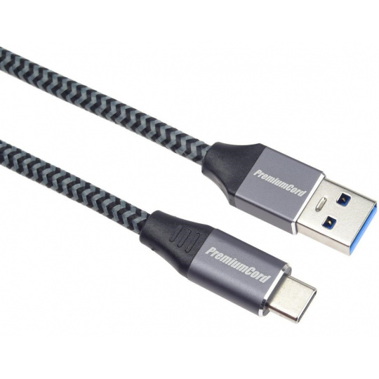 PREMIUMCORD USB-C na USB 3.0 A (USB 3.1 generácia 1, 3A, 5Gbit/s) 2m opletenie