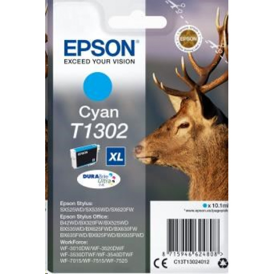 Atramentová tyčinka EPSON Singlepack "Deer" Cyan T1302 DURABrite Ultra Ink (10,1 ml)