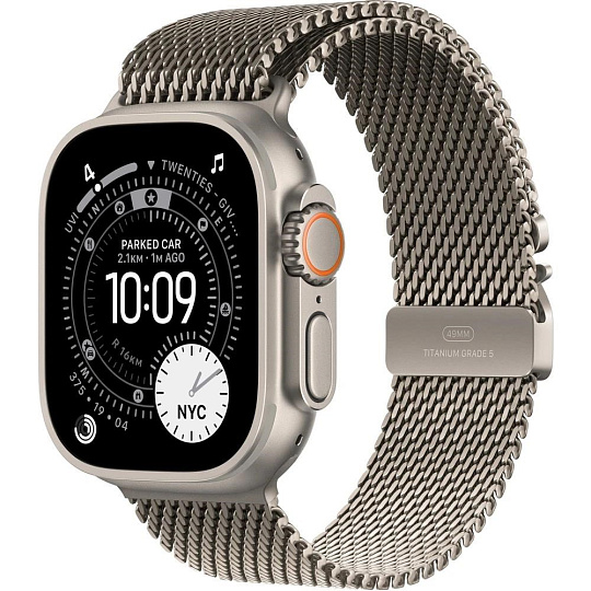 Apple Watch Ultra 3 GPS + Cellular 49mm Natural Titanium Case with Natural Titanium Milanese Loop - Small Apple Watch Ultra 3 GPS + Cellular 49mm Natural Titanium Case with Natural Titanium Milanese Loop - Small