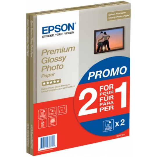 Papier EPSON A4 Premium Glossy Photo 255g/m2 (2x15 listov) 2 za cenu 1