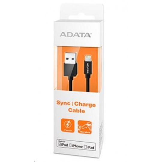 ADATA Sync & Charge Lightning kábel - USB A 2.0, 100 cm, plast, čierna