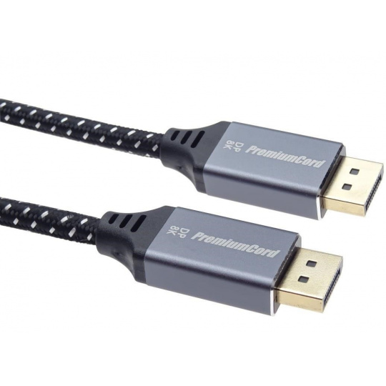 Kábel PREMIUMCORD DisplayPort 1.4 pripojovací kábel, kovové a pozlátené konektory, 3 m