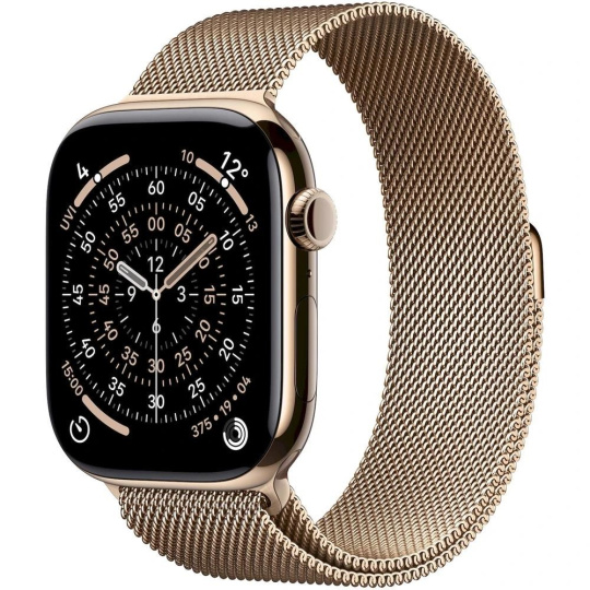 Apple Watch Series 11 GPS + Cellular 46mm Gold Titanium Case with Gold Milanese Loop - M/L