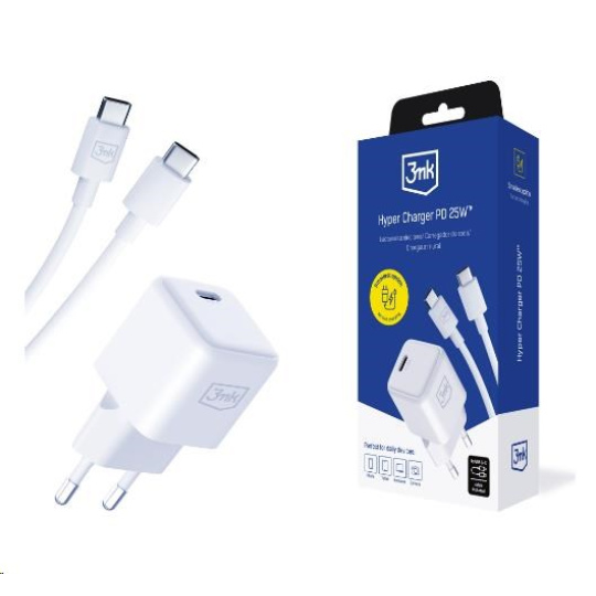BAZAR - 3mk síťová nabíječka Hyper Charger PD 25W + kabel USB-C - Poškozený obal (Komplet) BAZAR - 3mk síťová nabíječka Hyper Charger PD 25W + kabel USB-C - Poškozený obal (Komplet)