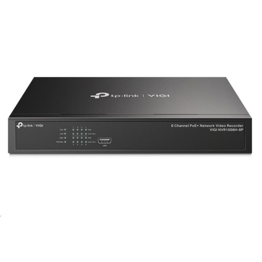 TP-Link VIGI NVR1008H-8P, videorekordér, 8 channels, 8xPoE, 1x100Mb/s LAN, 1xVGA,1xHDMI,2xUSB2.0