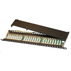 BAZAR - 19"/0,5U Patch panel XtendLan 24port, STP, Cat6, 30µm, blok110, černý - POŠKOZENÝ OBAL