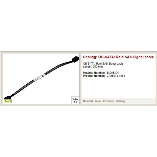 FUJITSU RAID Upgrade kit - pro TX1330M5 s raidem CP500i - pro HDD číislo 5 až 8 - OB-SATA / RAID SAS signal cable