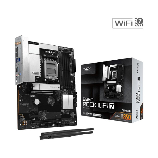 ASRock MB Sc AM5 B850 Rock WiFi 7, AMD B850, 4xDDR5, 1xDP, 1xHDMI, WiFi, mATX ASRock MB Sc AM5 B850 Rock WiFi 7, AMD B850, 4xDDR5, 1xDP, 1xHDMI, WiFi, mATX