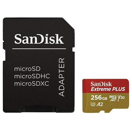 Karta SanDisk micro SDXC 256 GB Extreme PLUS (200 MB/s Class 10, UHS-I U3 V30) + adaptér Karta SanDisk micro SDXC 256 GB Extreme PLUS (200 MB/s Class 10, UHS-I U3 V30) + adaptér