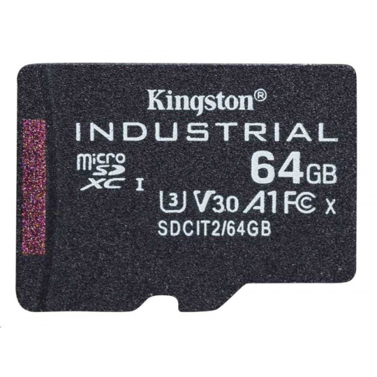 Kingston 64GB microSDXC Industrial C10 A1 pSLC karta v jednom balení