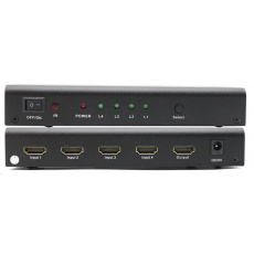 PREMIUMCORD HDMI prepínač 4:1 kovový s diaľkovým ovládaním a napájacím adaptérom