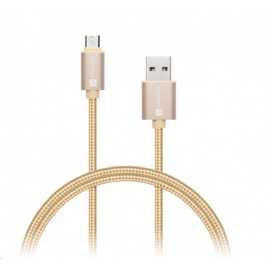 CONNECT IT Wirez Premium Metallic micro USB - USB, zlatý, 1 m
