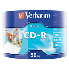 VERBATIM CD-R (50-pack)Spindle/Extra Protection Datalife Inkjet Printable Wrap /52x/700MB WRAP