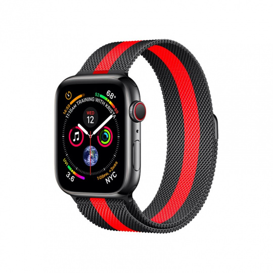 COTECi ocelový magnetický řemínek pro Apple Watch 42 / 44mm černá/červená COTECi ocelový magnetický řemínek pro Apple Watch 42 / 44mm černá/červená