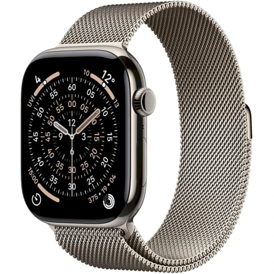 Apple Watch Series 11 GPS + Cellular 46mm Natural Titanium Case with Natural Milanese Loop - S/M