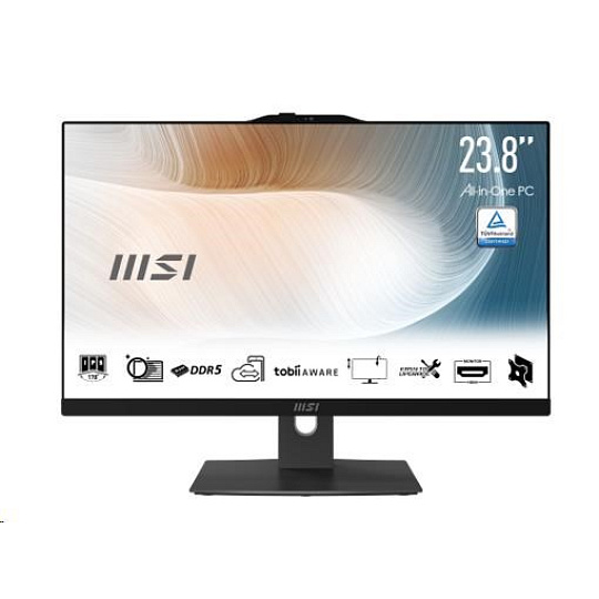 MSI PC AiO Modern AM242P 1M-2088XEU, Core 5 120U, 23.8 FHD, Anti-Glare, Non-Touch, 16GB, 512GB SSD, N/A, No OS, Black MSI PC AiO Modern AM242P 1M-2088XEU, Core 5 120U, 23.8 FHD, Anti-Glare, Non-Touch, 16GB, 512GB SSD, N/A, No OS, Black