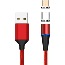 PREMIUMCORD Magnetický nabíjací a dátový kábel micro USB a USB-C 1 m, červený PREMIUMCORD Magnetický nabíjací a dátový kábel micro USB a USB-C 1 m, červený