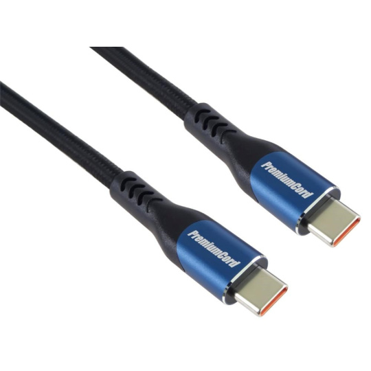 PremiumCord USB-C kabel ( USB 3.2 GEN 2x2, 5A, 100W, 20Gbit/s ) 0,5m, bavlněný oplet PremiumCord USB-C kabel ( USB 3.2 GEN 2x2, 5A, 100W, 20Gbit/s ) 0,5m, bavlněný oplet