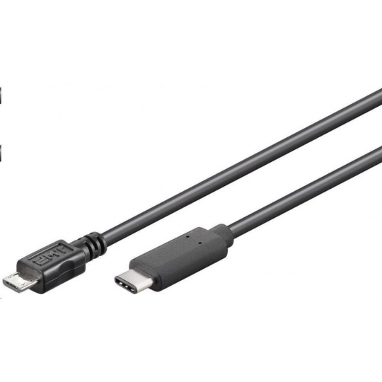 Kábel USB PREMIUMCORD 3.1 konektor C/male - USB 2.0 Micro-B/male, čierna, 0,6 m