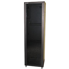 XtendLan 19" stojanový rozvaděč 47U 600x800, nosnost 800kg, skleněné dveře, plná záda, kolečka, rozložený, černý