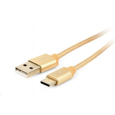 GEMBIRD CABLEXPERT kábel USB na USB-C (AM/CM), 1,8 m, opletený, zlatý, blister