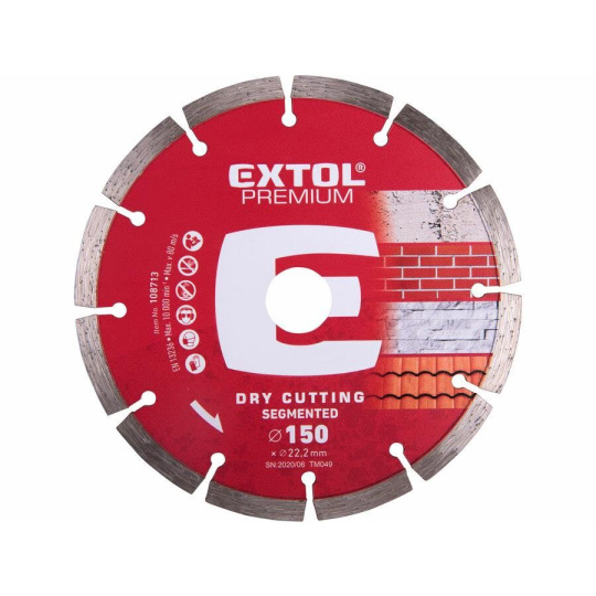 Extol Premium (108713) kotouč diamantový řezný segmentový, 150x22,2mm, suché řezání