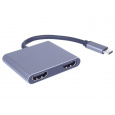 PremiumCord MST adaptér USB-C na 2x HDMI, USB3.0, PD, 4K a FULL HD 1080p rozlíšenie