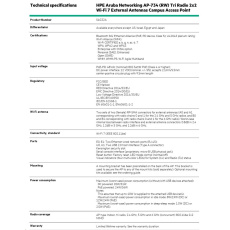 HPE Aruba Networking AP-734 (RW) Tri Radio 2x2 Wi-Fi 7 External Antennas Campus Access Point S1G32AR RENEW HPE Aruba Networking AP-734 (RW) Tri Radio 2x2 Wi-Fi 7 External Antennas Campus Access Point S1G32AR RENEW