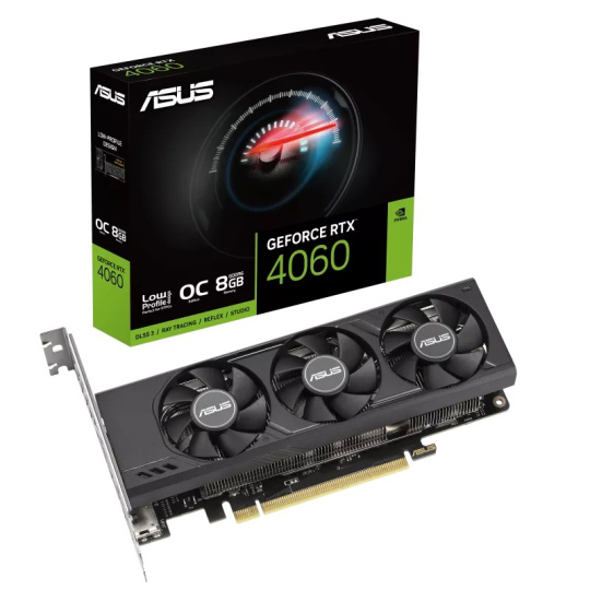 ASUS VGA NVIDIA GeForce RTX 4060 LP BRK OC 8G, 8G GDDR6, 2xDP, 2xHDMI