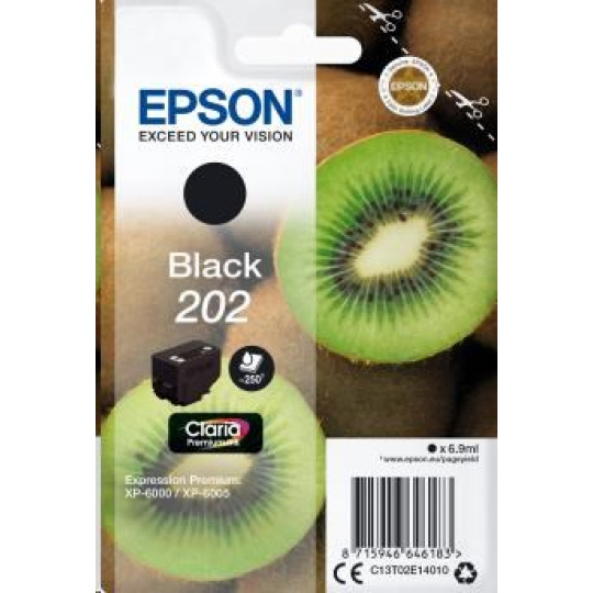 Čierny atrament EPSON v jednom balení "Kiwi" Black 202 Claria Premium Ink 6,9 ml