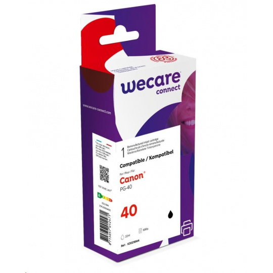 WECARE ARMOR kazeta pre CANON Pixma iP1600/2200, Mp 140/460 (PG-40) čierna, 16 ml, 580 str