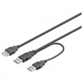 Kábel USB PREMIUMCORD 2.0 napájací kábel Y A/M + A/M -- A/F 0.4m + 0.5m