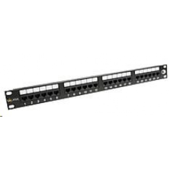 Solarix Patch panel 24 x RJ45 CAT6 UTP 350 MHz čierny 1U SX24-6-UTP-BK