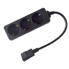 Prodlužovací přívod 3x230V DE SCHUKO pro UPS (IEC320-C14), 30cm
