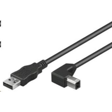 Kábel USB PREMIUMCORD 2.0 Konektor A-B 1m - ohnutý konektor B 90°