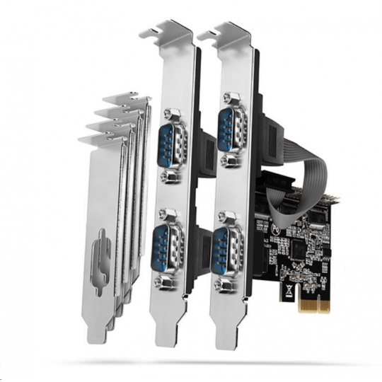 AXAGON PCEA-S4N, PCIe radič - 4x sériový port (RS232) 250 kbps, vrátane. LP