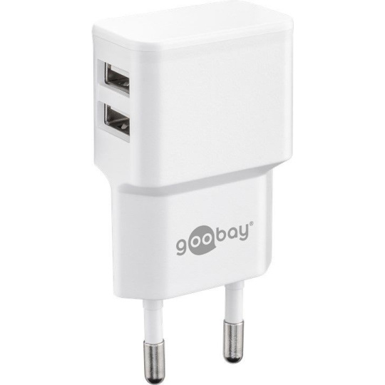 Goobay Napájecí a nabíjecí adaptér 230V na 2x USB, max.2,4A, bílý