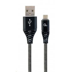 GEMBIRD CABLEXPERT USB 2.0 AM na MicroUSB (AM/BM), 2 m, opletený, čiernobiely, blister, PREMIUM KVALITA