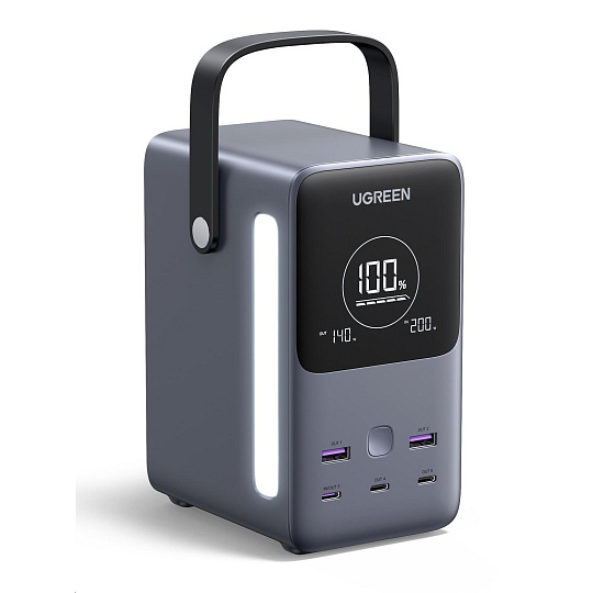UGREEN powerbanka s rychlým nabíjením 48000mAh 5-port s displejem a LED, Li-ion, 300W, 3x USB-C, 2x USB-A, stříbrná UGREEN powerbanka s rychlým nabíjením 48000mAh 5-port s displejem a LED, Li-ion, 300W, 3x USB-C, 2x USB-A, stříbrná