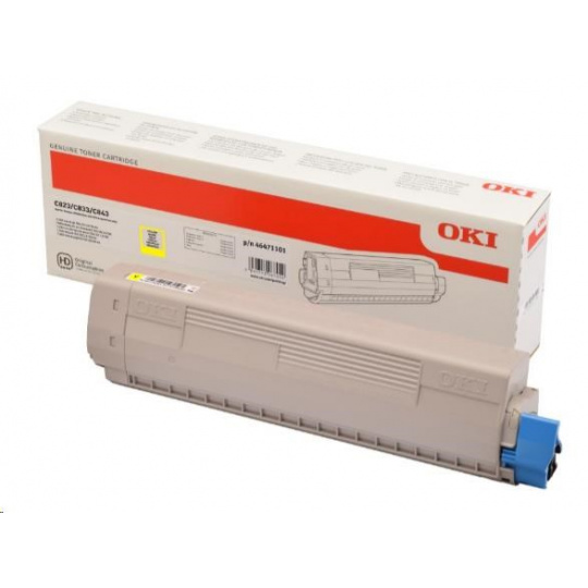 Žltý toner OKI pre C823/C833/C843 (7 500 strán)