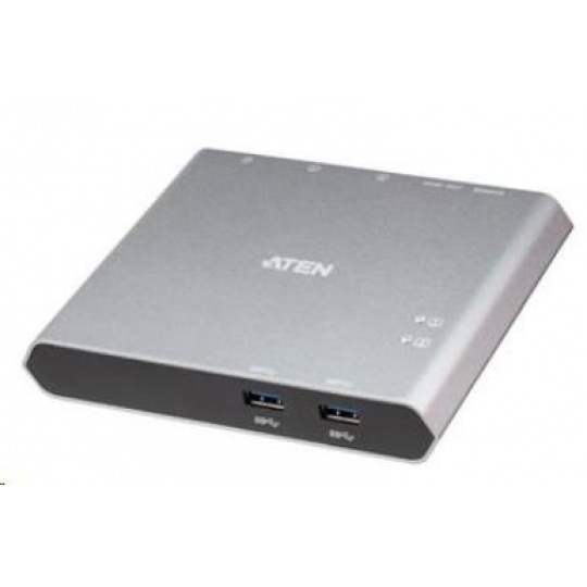 ATEN 2-portový dokový prepínač USB-C Gen 1 s priechodom pre napájanie