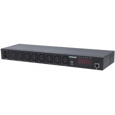 Intellinet distribučný panel PDU, 8x zásuvka C13, rack 1U, odpojiteľný kábel 16A, monitorovanie