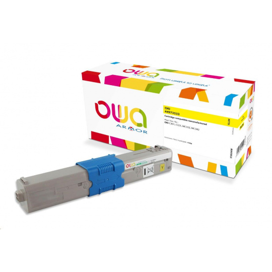 OWA Armor toner pre OKI C301, C321, MC332, MC342, 1500p, 44973533, žltý/žltý