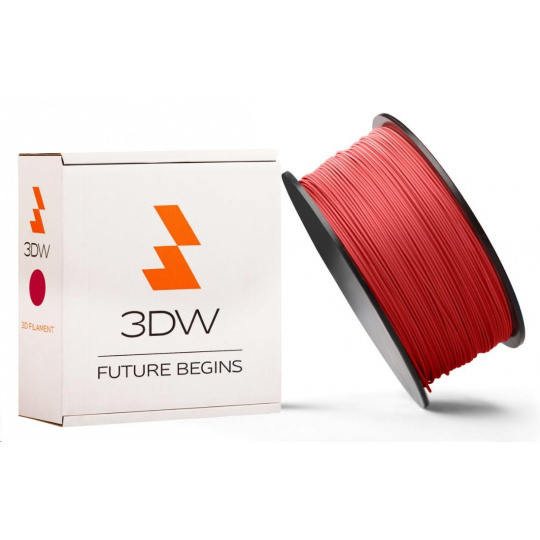 3DW - PLA  filament pre 3D tlačiarne, priemer struny 1,75mm, farba červená, váha 0,5kg, teplota tisku 190-210°C