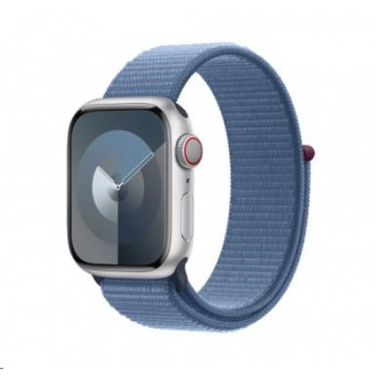 APPLE Watch Series 9 GPS + Cellular 41mm Silver Aluminium Case with Winter Blue Sport Loop